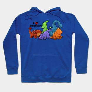 I ♥ Dinosaurs (landscape vers; teal) Hoodie